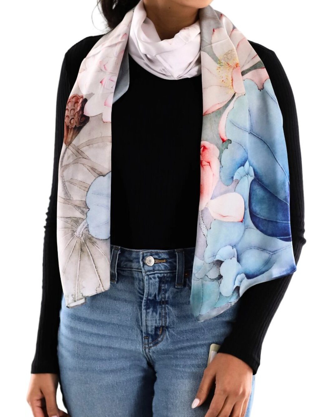 Silk Floral Print Scarf